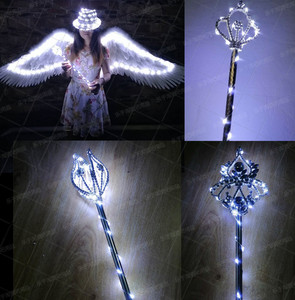 LED发光披风酒吧权杖发光天使翅膀夜场表演道具公主颁奖选美手杖
