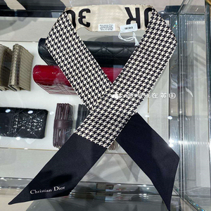 在途现货dior迪奥30 montaigne新款购物狂字母印花千鸟格真丝丝巾