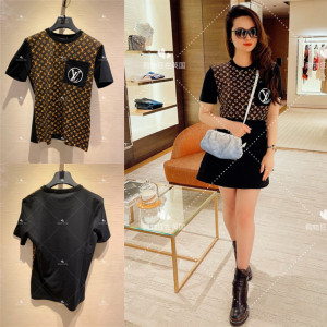 购物狂英国代购lv路易威登21新款女士圆领老花修身短袖t恤1a9463