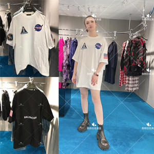 英国代购balenciaga巴黎世家nasa联名徽章宽松男女短袖t恤651795