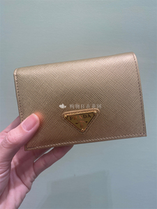 国内现货 Prada普拉达 欧洲代购女士金色对折皮革钱包钱夹1MV021