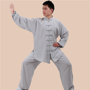 [转卖]太极服棉麻男春夏秋表演练功晨练亚麻女中老年短袖武