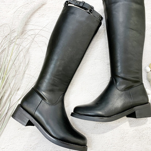 n&6军靴2019新款冬粗跟皮带扣长筒骑士靴高筒马靴女长筒靴58-76