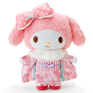 sanrio日本正版melody美乐蒂 和服毛绒公仔和风娃娃日本制 现货