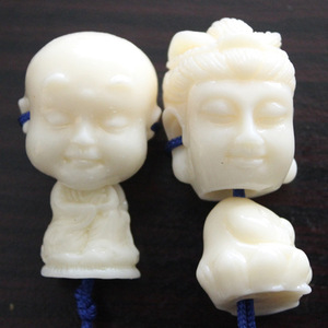 高仿合成仿象牙观音童子佛珠饰品配件仿象牙佛头仿象牙葫芦头