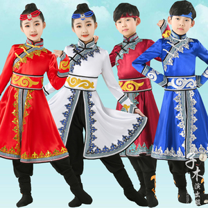 蒙古舞蹈演出服儿童女蒙古族男童蒙袍内蒙古少数民族服装新款套装