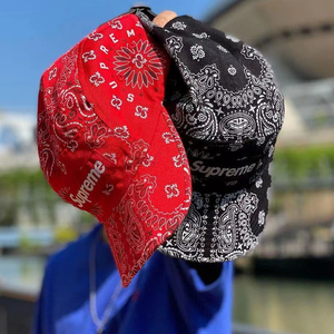 21ss supreme bandana camp cap 潮牌腰果花露营帽弯沿帽子棒球帽