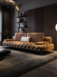 极简大师 意式轻奢真皮沙发头层牛皮现代简约直排沙发四人位客厅