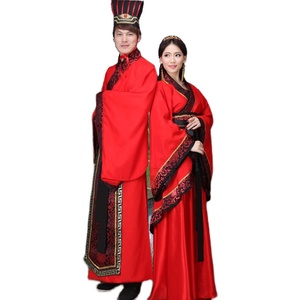 新款古装中式汉式婚礼服红色绣花新娘新郎结婚虞美人唐朝典雅男女