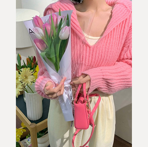 to z boutique慵懒风蜜桃粉藏蓝色翻领高腰毛衣万能搭堆堆裤套装