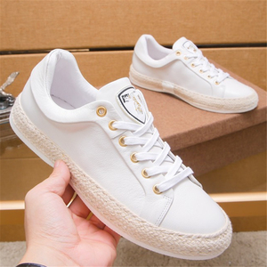 cl欧洲站新款小白鞋男个性系带板鞋韩版潮流真皮休闲鞋纯色平底