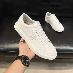 cl欧洲站新款小白鞋真皮百搭五角星男鞋透气低帮白色青年休闲板鞋