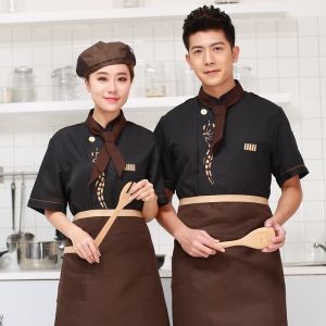 蛋糕烘焙西点师短袖厨师服夏季面包店厨房工作服装餐饮料理制服男