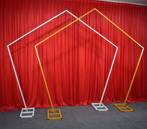 新款婚庆道具铁艺几何五边形架子 户外婚礼舞台背景装饰 异形拱门