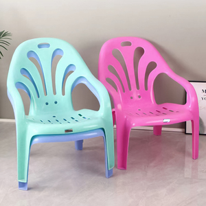塑料加厚靠背沙滩椅躺椅休闲塑胶高背扶手椅防滑矮躺椅大排档椅子