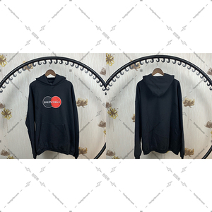 包冠希balenciaga巴黎世家黑红色万事达双全字母logo帽衫连帽卫衣