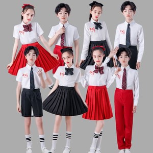 六一儿童演出服红色爱国朗诵男女童合唱服小学生唱歌比赛表演服装