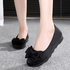 新款老北京布鞋女鞋平底软底豆豆鞋单鞋时尚舒适孕妇鞋黑色工作鞋