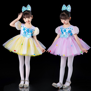 六一儿童演出服蓬蓬纱裙幼儿园现代舞蹈服女童可爱公主裙表演服装