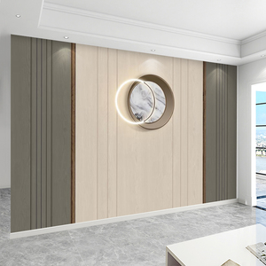 轻奢中式山水竹木纤维板电视背景墙集成板客厅大气护墙板定制扣板