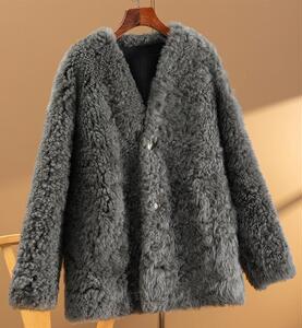 简奢 意大利托斯卡纳羊皮皮毛一体皮草大衣外套女5d95