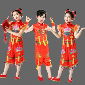 幼儿民族说唱中国风舞蹈演出服男女童开门红喜庆秧歌打鼓灯笼表演