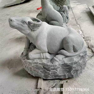 石雕十二生肖兔子花岗岩动物摆件园林景观龙虎牛马石头雕塑摆件品
