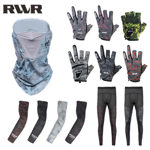 24新款RVVR路亚面罩护臂护腿钓鱼手套露三指五指冰丝防晒拉雪丽