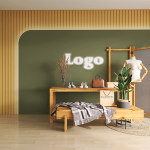 北欧拱门简约logo背景墙纸网红服装店直播间工作室装饰背景墙壁纸