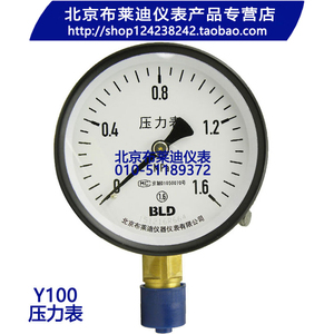 北京布莱迪 压力表Y-100 水/气/液/油表1.6Mpa 真空压力表 可开票