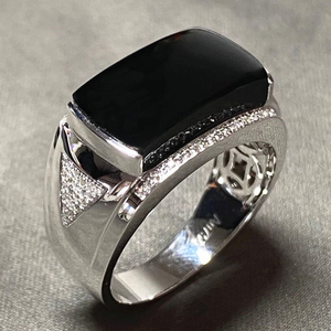 冰种墨翠戒指男缅甸翡翠男戒墨玉戒子翡翠男士指环18k金镶玉定做