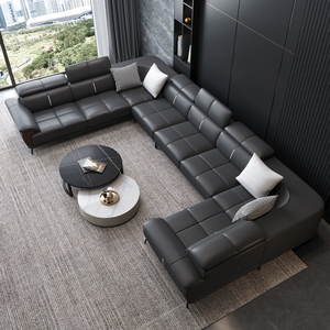 超大户型u形客厅真皮沙发意式轻奢现代别墅整装特大气ktv多人组合
