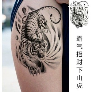 tb458708936淘宝下山猛虎纹身贴男女防水持久小腿图腾刺青贴纸仿真