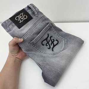 新款芬迪小怪兽老佛爷 logo休闲长裤直筒牛仔裤百搭水洗弹性男装