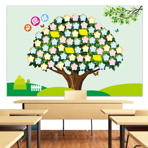 心愿墙 小学班级教室布置装饰墙贴心愿许愿树班级 心愿照片树贴纸