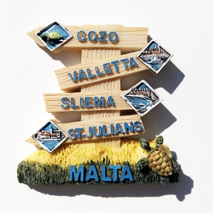 马耳他共和国首都瓦莱塔创意路牌 旅游纪念复古磁性冰箱贴吸铁石