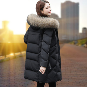 京东唯品会品牌特卖白鸭绒羽绒服女中长款加厚保暖外套爆款时尚真