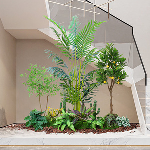 仿真绿植室内楼梯下造景空间转角盆栽假树景观物植物装饰客厅落地
