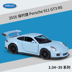 威利1:36保时捷2016 Porsche911 GT3 RS仿真合金回力汽车模型玩具