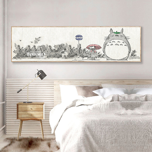 龙猫装饰画宿舍卧室海报挂画儿童卡通床头日漫动漫宫崎骏横版壁画