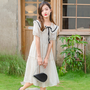 连衣长裙夏女学生雪纺