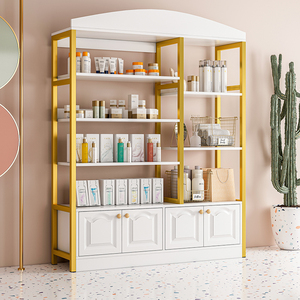 美甲化妆品展示柜子储物柜落地美容院产品陈列柜护肤品美发店货架