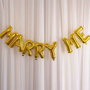 16寸铝膜字母气球MARRY ME嫁给我套装组合金 银 玫瑰金色求婚铝箔