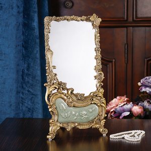 新中式铜镜复古家用卧室梳妆台化妆台镜子纯铜仿古工艺品装饰摆件