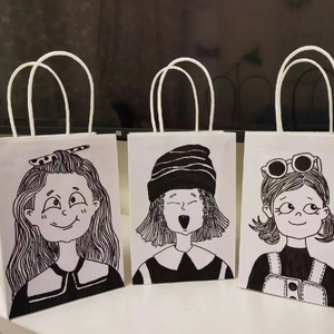 牛皮纸袋创意改造儿童手工diy绘画卡通涂鸦材料包装饰道具收纳袋