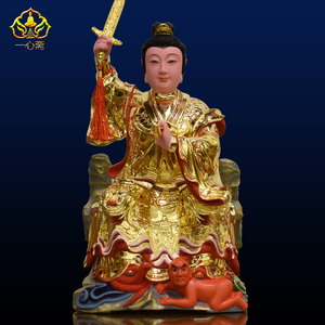 一心斋 16英寸陈靖姑神像临水夫人顺天圣母陈太后佛像香樟木木雕