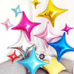10寸26寸铝膜四角星铝箔气球宝宝生日装饰星星派对背景墙布置纯色