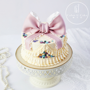 lolita洛丽塔裙边蝴蝶结蛋糕少女生日蛋糕梦幻儿童宝宝周岁杭州