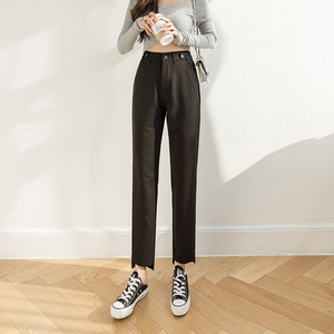 前短后长黑色西装裤女九分春秋高腰显瘦小脚哈伦裤宽松直筒烟管裤
