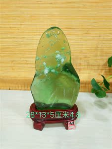 包邮绿色水晶石金沙石原石摆件风水镇宅开运奇石自然石头观赏石